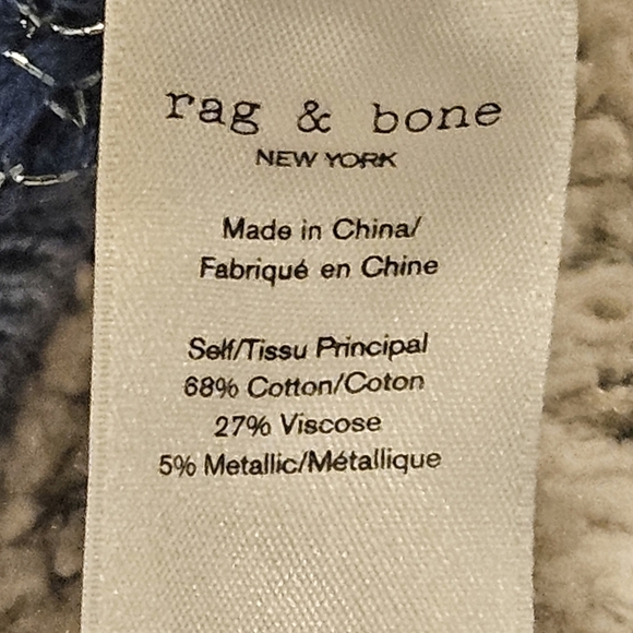 Rag & Bone Kyra Crew Metallic Pullover Sweater Blue SZ S Crop Chunky Loose Knit - Picture 9 of 10